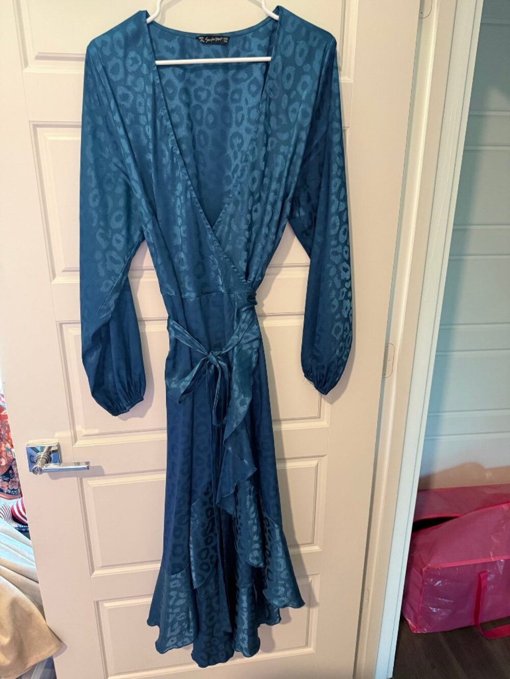 Simplee Plus Blue Leopard Print Dress 1XL